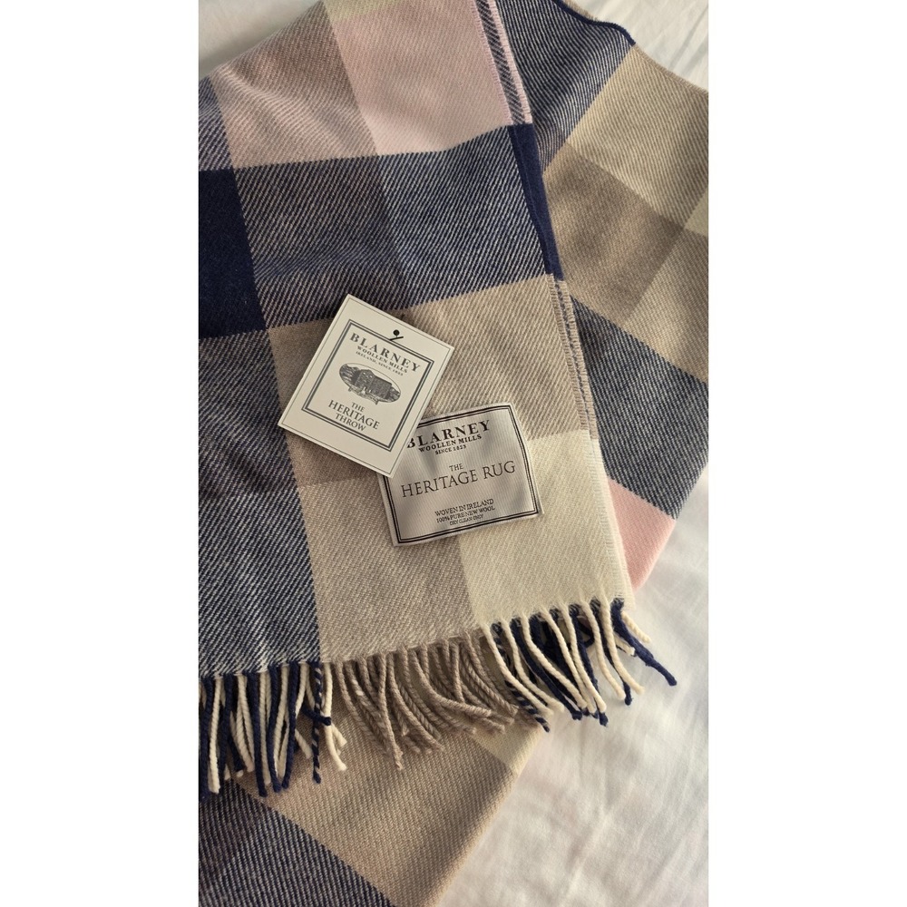 Blarney Woolen Mills Ireland  Heritage Rug Wool  Throw  NWT 60"x 64"